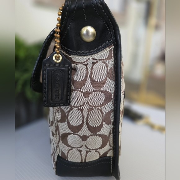 Y2K Coach Bleeker Signature Jacquard Crossbody Black Leather Guitar Strap - Picture 6 of 16